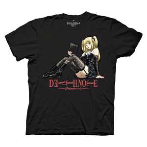 T-shirt da adulto Death Note Misa Amane nera, ufficiale, serigrafata, casual, girocollo, vestibilità regolare, in jersey 100% cotone - Product Image 1