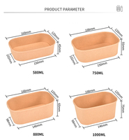 Récipient de papier jetable épais Kraft Chinesse pour aliments chauds en papier pour salade Dessert Snack à emporter