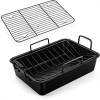 Plaque de cuisson rectangulaire en acier inoxydable durable de 15 pouces avec grille de refroidissement - Grille de cuisson en V pour rôtir la dinde, le poulet, le jambon