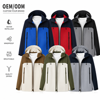 Veste de randonnée imperméable en gros, personnalisable avec logo DIY, coupe-vent unisexe à capuche en softshell pour homme, idéale pour l'extérieur en hiver