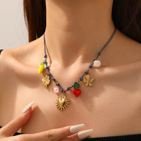 Collier tressé coloré à la mode, style bohème, avec pendentif multi-éléments, pour l'exportation