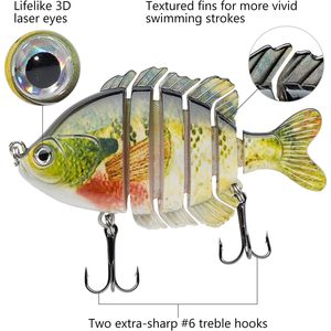 Premium Hard Topwater Bass attira esche da nuoto Multi snodate Panfish Bluegill per la pesca a manovella d'acqua salata - Product Image 4