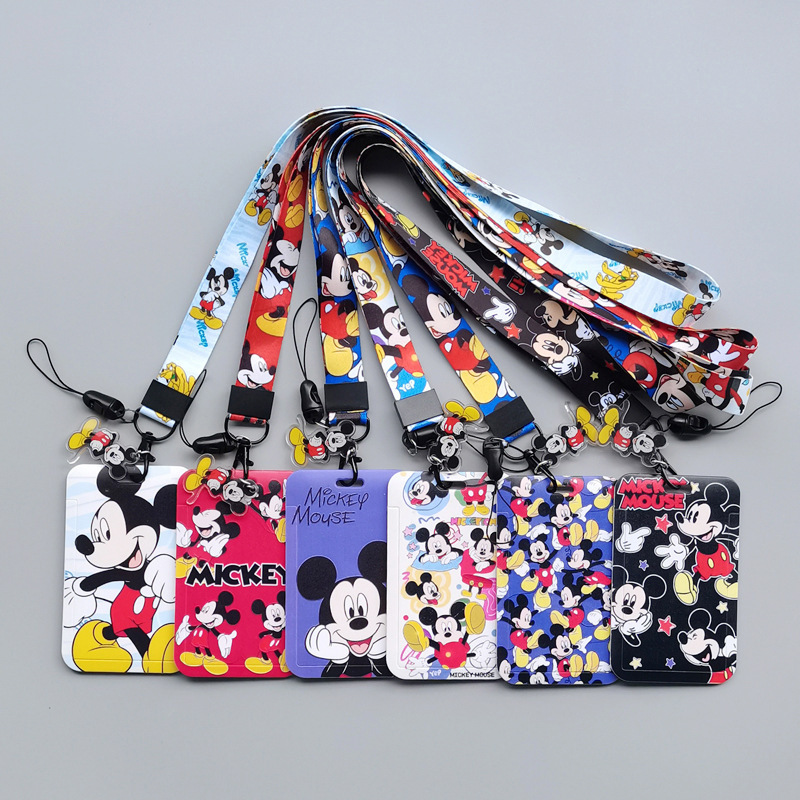Campus Plastic Lovely Cartoon Mickey Card Case Cover Promotional Gift Anti-Lost Phone Neck Lanyards Card Holder Accessories