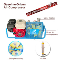 TUDIVING OEM 4kw 4 silinder 100LPM 4500Psi tekanan tinggi penggerak bensin Manual Stop Scuba kompresor udara untuk Snorkeling