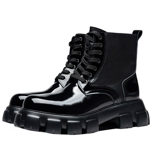 High-end genuine leather motorcycle <b>boots</b> for men <b>platform</b> thick-soled high-top height-increasing men's <b>boots</b> pure cowhide - Product Image 5