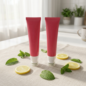 Tube cosmétique souple en plastique de haute qualité, personnalisé, avec impression de logo, couleur rose mat, vide, pour lotion anti-moustiques. - Product Image 1