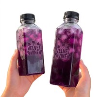 Bouteille d'emballage carrée en PET avec bouchon à vis pour boissons/jus, sans BPA, 150 ml, emballage cosmétique, logo personnalisé