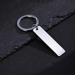Nhà Máy Bán Buôn Của Thép Không Gỉ Hình Chữ Nhật Móc Khóa Với Logo Laser In Logo Trống Keychain Quảng Cáo Chữ - Product Image 3