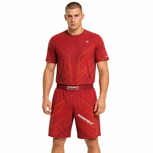 T-Shirt Premium Rossa da Wrestling a Maniche Corte con Stampa Sublimatica, Asciugatura Rapida, Traspirante, per Allenamento di Squadra - Product Image 1