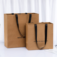 Sacs en carton recyclé marron personnalisés avec logo imprimé, poignées Flexiloop, pour emballage de bijoux, vêtements et chaussures – Vente en gros