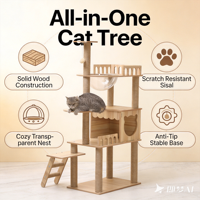Arbre à chat en laine de verre, grand, multi-niveaux, réglable, durable, avec griffoirs, capsule spatiale, condo pour chat, échelle, pour intérieur