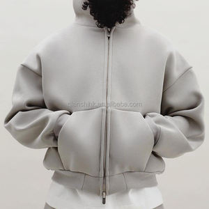 Sweat à capuche court en coton épais à double fermeture éclair hiver Boxy pull à capuche fabricants 420gsm sweat à capuche zippé blanc lourd - Product Image 1