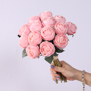 7 Tête Roses Bouquet Fleurs Artificielles Décor De Mariage Main Bouquet Blanc-rouge-<span class=keywords><strong>rose</strong></span>-bleu Réaliste Éternelle Faux Roses - Product Image 3