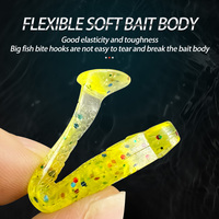 Simulation d'appât en forme de queue en T coloré, appât souple en forme de queue de poisson, en plastique, brille dans l'obscurité, petit leurre à queue en T