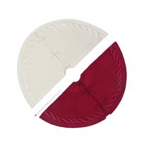 Falda para árbol de Navidad de punto trenzado grueso de 48 pulgadas, color borgoña, con base de hilo rústico y borde trenzado para decoración navideña - OEM