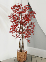 Plante artificielle en pot rouge d'érable rouge Style japonais, vente en gros, prix d'usine, plante artificielle