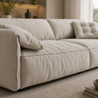 Canapé nuage en tissu d'ameublement minimaliste italien, résistant aux taches, lavable, style crème, canapé oreille d'éléphant pour salon