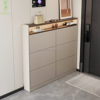 Armoire à chaussures à tiroirs rabattables ultra-mince Fullsummer, en bois massif, style moderne minimaliste, étroite, pour l'entrée de la maison