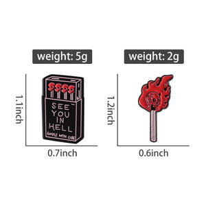 Horror Skeleton Matches Enamel Pins Custom See You in Hell <strong>Matchstick</strong> Box Metal Brooches Lapel Badge Halloween Jewelry Gifts - Product Image 6