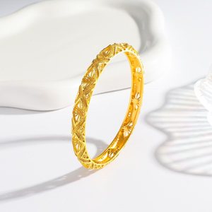 Bracciali di Lusso in Rame Placcato Oro 24K Stile Dubai, con Incisioni Floreali Traforate, Design Arabo Mediorientale, Nuova Collezione di <span class=keywords><strong>Gioielli</strong></span> da Donna - Product Image 3
