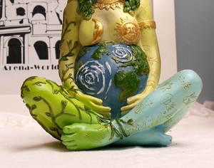 Décoration artisanale en résine, peinte à la main, créative, déesse de la Terre Gaïa, ornement pour la maison, décoration de bureau, cadeau de pendaison de crémaillère, mariage - Product Image 4