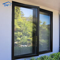 Ventanas abatibles de diseño moderno, marco de aleación de aluminio de vidrio templado doble para villas, gráfico disponible