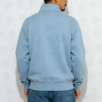 Vente en gros de chandail à fermeture éclair et quart molletonnée pour hommes, 330 GSM, logo personnalisé, pull-over d'entraînement, sweat-shirt uni, survêtement zippé 1/4