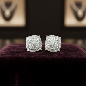 Orecchini con diamanti dorati a taglio cuscino per donna, stile classico, diamanti naturali E2725 - Product Image 2