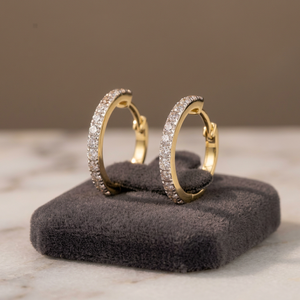 Pendientes de Aro Pequeños Simétricos con Corte Brillante, Chapados en Rodio y Oro Amarillo de 14K, Naturales, para Mujer, Ideales para Fiestas y Moda, Venta al por Mayor - Product Image 2
