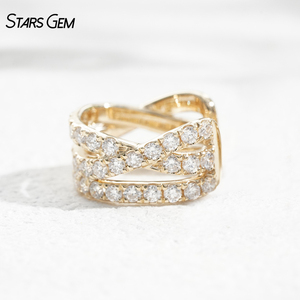 Pendiente de Oreja de Oro Sólido de 10K Starsgem, Corte Brillante Redondo, Diamante Cultivado en Laboratorio de 0.34ct, Clip de Oreja de Diamante - Product Image 4