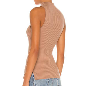 Maglione di Lusso <span class=keywords><strong>Senza</strong></span> <span class=keywords><strong>Maniche</strong></span> a Collo Alto Comodo e Aderente 100% Cashmere per Donna - Product Image 3