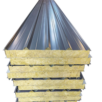 Panneau sandwich en laine de roche pour mur isolant de construction de maison préfabriquée avec mousse EPS PU-Matériau de construction à noyau métallique