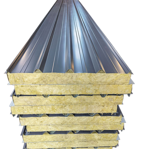 Panneau sandwich en laine de roche pour mur <span class=keywords><strong>isolant</strong></span> de construction de maison préfabriquée avec mousse EPS PU-Matériau de construction à noyau métallique - Product Image 1