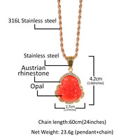 Vente chaude Icy Maitreya Bouddha Tête Pendentif En Acier Inoxydable Or Placage Hip Hop Avec Jade Cadeaux Religieux Perle Diamant