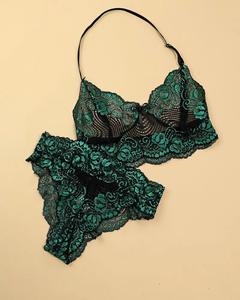 Set reggiseno in pizzo Chiffon Sexy con stampa floreale Plus Size da donna biancheria intima trasparente con biancheria intima da notte taglie forti reggiseno - Product Image 4