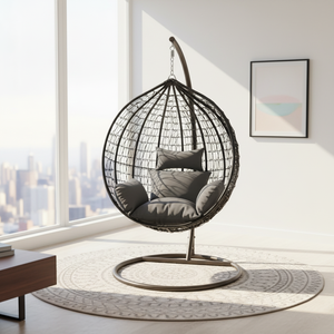 Fauteuil suspendu d'extérieur en rotin, style nid d'oiseau, pour balcon, intérieur, en métal, en osier, en forme de cocon, pour adultes - Product Image 6