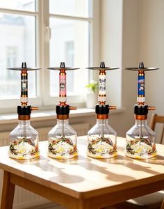 Ensemble de chicha moderne en verre imprimé, kit de fumage en aluminium avec bol, tuyau et boîte cadeau - Product Image 2