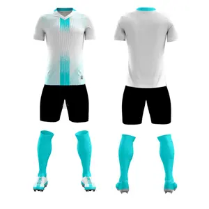 Custom Logo Kids Sport Uniformen Voetbal Jersey Blauw Geel Dropshipping Voetbalshirt Voetbaltenue Set