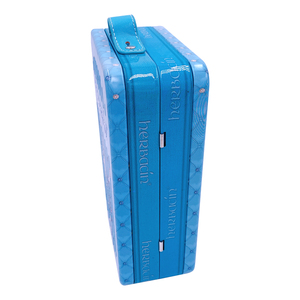 Emballage vide en forme de valise rectangulaire de luxe Boîte à cosmétiques en fer blanc Boîte à cosmétiques en fer blanc avec poignée et serrure - Product Image 2