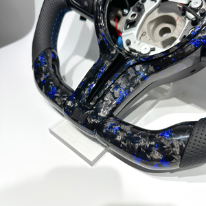 Volant en fibre de carbone bleue forgé style <span class=keywords><strong>F1</strong></span> avec garniture rouge et cuir pour BMW F10 F20 F30 F32 F36 M3 F80 M4 F82 M2 F87 M5 F90 - Product Image 3