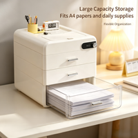 Armoire de rangement de bureau avec verrouillage par mot de passe, organiseur de tiroirs en plastique multicouche, boîte de rangement pour documents A4, pour bureau et maison