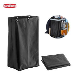 Hotel Bathroom Use Trash Can Caddy Cleaning Cart <b>Bag</b> Housekeeping Trolley Waterproof Large Capacity Oxford Yellow - Product Image 5