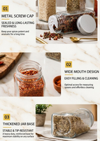 Bouteille carrée en verre de 4 oz pour herbes, poivrière et salière, pot à épices de 100 ml, salière et poivrière en verre avec bouchon à vis en métal