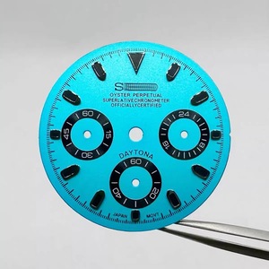 Piezas de Reloj, Cronógrafo de 3 Ojos, Esfera de 29.5MM, Verde Luminoso, Compatible con el Movimiento VK63 - Product Image 1