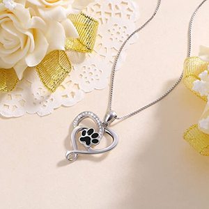 CAOSHI oso perro garra negro amantes corazón forma colgante collar para mujer plata revestimiento caja cadena lindo colgante collares niñas - Product Image 5