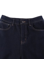 YUANBOFEI Jeans en denim brut vintage à jambe droite décontractés à coupe régulière respirants doublés de polaire à taille mi-haute pour femmes