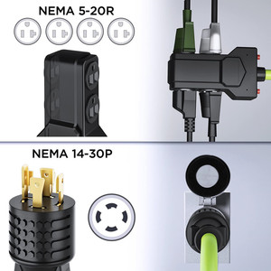 Cable Adaptador Dúplex 5-20R de 4 Tomas, 4 Clavijas, 30A, NEMA 14-30P, Cable de Extensión <span class=keywords><strong>para</strong></span> Generador con Bloqueo Giratorio, Certificado ETL, 25 Pies, Uso Industrial - Product Image 2