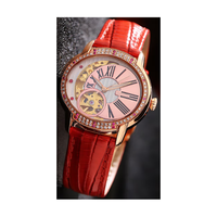 Montres mécaniques de luxe en acier, design d'usine et personnalisation par lots, avec cadran squelette diamanté similaire et mouvement à vis sans fin lumineux, pour marque privée