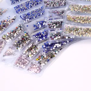 Factory Prices Hot Selling 6 Blanks Set ss4-ss12 Glass Flat Back Nail Art Designs Rhinestone for DIY Nail Decoration Wholesale