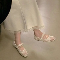 Nouvelles Chaussures Plates Élégantes et Sexy pour Femmes 2026, à Bout Ouvert, en Maille, avec Nœud Floral, Prêtes à Expédier (RTS) pour l'Asie du Sud-Est